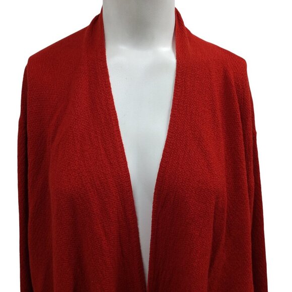 Eileen Fisher 100% Wool Open Front Waterfall Cardigan Size XL Orange Lightweight - Picture 2 of 11